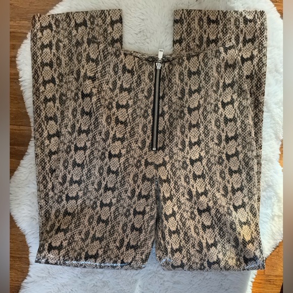 DANIELLE BERNSTEIN Faux Snakeskin Pants Sz 2 Beige Black - Picture 4 of 11